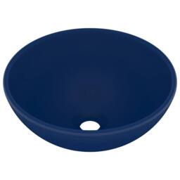 Berkfield Home Luxury Bathroom Basin Round Matt Dark Blue 32.5x14 cm Ceramic - thumbnail 3