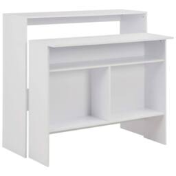 Berkfield Home Bar Table with 2 Table Tops White 130x40x120 cm - Size: 130 x 40 x 120 cm - thumbnail 2