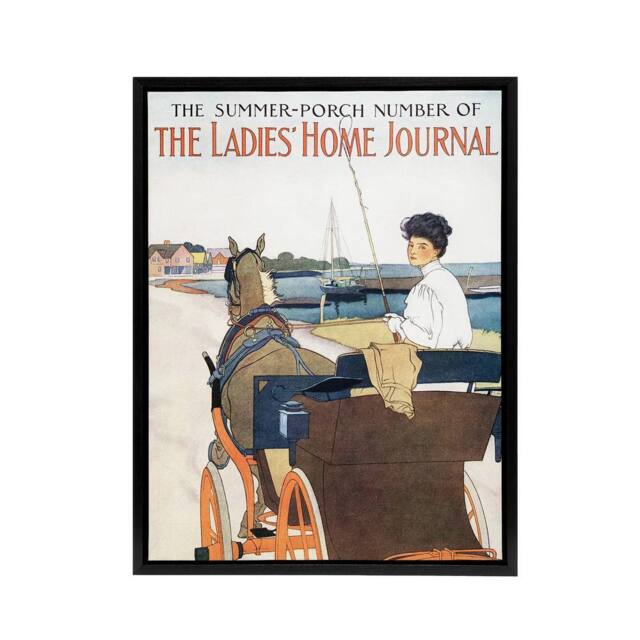 "Artery8 Home Journal Vintage Mag Framed Canvas Wall Art Print Penfield in Beige - Size: W12"" x H16""" - image 1