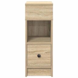 Berkfield Home Bedside Cabinet with Drawer Sonoma Oak 25x31x66 cm in Brown - Size: 25 x 31 x 66 cm - thumbnail 4