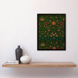 Artery8 William Morris Framed Wall Art Violet & Columbine Floral Pattern in Green - Size: A4 - thumbnail 2
