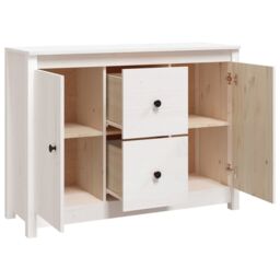 Berkfield Home Sideboard White 100x35x74 cm Solid Wood Pine - Size: 100 x 35 x 74 cm - thumbnail 5
