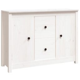 Berkfield Home Sideboard White 100x35x74 cm Solid Wood Pine - Size: 100 x 35 x 74 cm - thumbnail 2