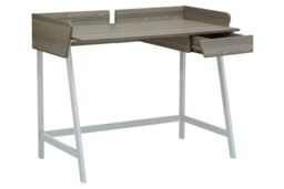 Orsina Functional Oak Desk, Minimal Office Desk, Computer Desk With Storage in Grey - thumbnail 4