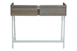 Orsina Functional Oak Desk, Minimal Office Desk, Computer Desk With Storage in Grey - thumbnail 2