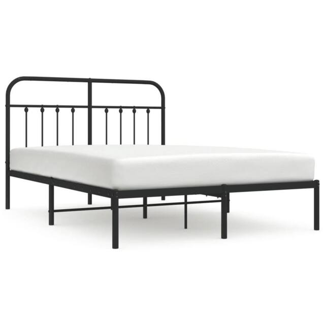 Berkfield Home Metal Bed Frame with Headboard Black 140x190 cm - image 1