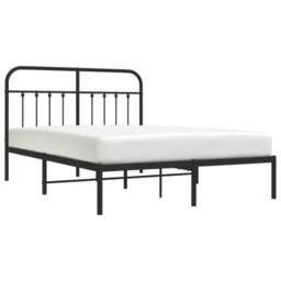 Berkfield Home Metal Bed Frame with Headboard Black 140x190 cm - thumbnail 5
