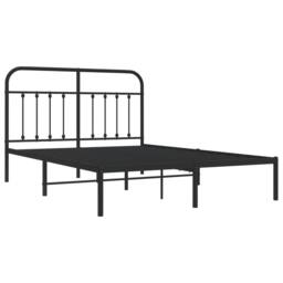 Berkfield Home Metal Bed Frame with Headboard Black 140x190 cm - thumbnail 3