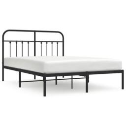 Berkfield Home Metal Bed Frame with Headboard Black 140x190 cm - thumbnail 1