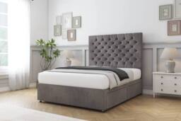 "Sloomy Mayfair Naples Divan Set 2 Drawers-26"" Headboard in Grey - Size: Super King" - thumbnail 3