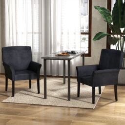 Gymax Padded Waiting Room Chair Wooden Velvet Reception Chair With Armrests in Black - thumbnail 8