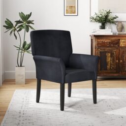 Gymax Padded Waiting Room Chair Wooden Velvet Reception Chair With Armrests in Black - thumbnail 7
