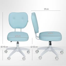 VINSETTO Vanity Task Chair with Adjustable Height, Armless, Blue in Light Blue - thumbnail 3