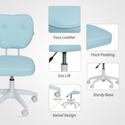 VINSETTO Vanity Task Chair with Adjustable Height, Armless, Blue in Light Blue - thumbnail 6