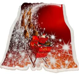 Gr8 Home Christmas Sleigh Blanket Large Flannel Throw in Red - Size: 130 cm x 150 cm - thumbnail 4