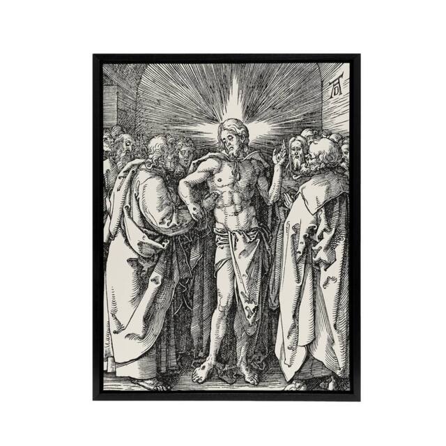 "Artery8 Doubting Thomas Bible Scene Albrecht Durer Framed Canvas Wall Art in White - Size: W12"" x H16""" - image 1