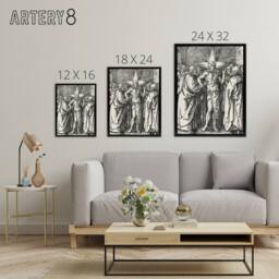 "Artery8 Doubting Thomas Bible Scene Albrecht Durer Framed Canvas Wall Art in White - Size: W12"" x H16""" - thumbnail 4