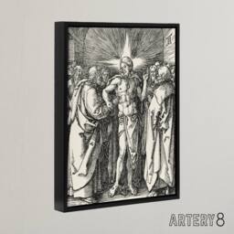 "Artery8 Doubting Thomas Bible Scene Albrecht Durer Framed Canvas Wall Art in White - Size: W12"" x H16""" - thumbnail 2