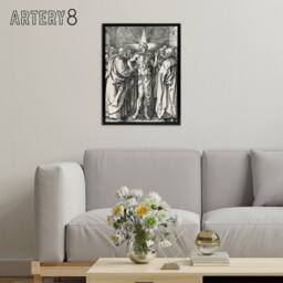 "Artery8 Doubting Thomas Bible Scene Albrecht Durer Framed Canvas Wall Art in White - Size: W12"" x H16""" - thumbnail 3