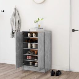 Berkfield Home Shoe Cabinet Concrete Grey 60x35x92 cm Engineered Wood - Size: 60 x 35 x 92 cm - thumbnail 1