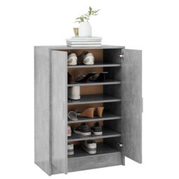 Berkfield Home Shoe Cabinet Concrete Grey 60x35x92 cm Engineered Wood - Size: 60 x 35 x 92 cm - thumbnail 4