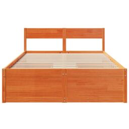 Berkfield Home Bed Frame without Mattress Wax Brown 120x200 cm Solid Wood Pine - Size: Small Double - thumbnail 4