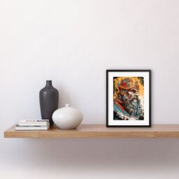 "Artery8 Wall Art Print Ares God of War Acrylic Painting Greek Mythology Blue Red Yellow Battle Deity Artwork Framed 9X7 Inch - Size: W7"" x H9""" - thumbnail 2