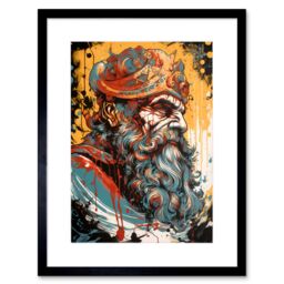 "Artery8 Wall Art Print Ares God of War Acrylic Painting Greek Mythology Blue Red Yellow Battle Deity Artwork Framed 9X7 Inch - Size: W7"" x H9""" - thumbnail 1