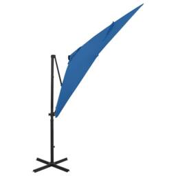 Berkfield Home Durable Cantilever Umbrella with Pole & LED Lights Azure Blue 250 cm - thumbnail 3