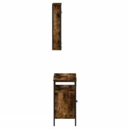 Berkfield Home 2 Piece Bathroom Furniture Set Smoked Oak Engineered Wood in Brown - thumbnail 7