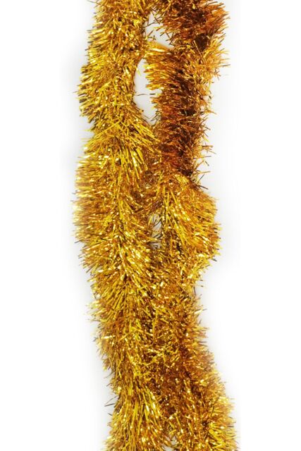 Neel Blue Christmas Tinsel Garland Shiny Metallic Fine Foil Xmas Tree Garland, 2m in Gold - image 1