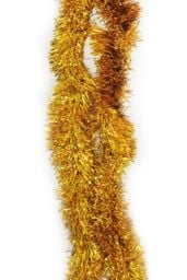 Neel Blue Christmas Tinsel Garland Shiny Metallic Fine Foil Xmas Tree Garland, 2m in Gold - thumbnail 1