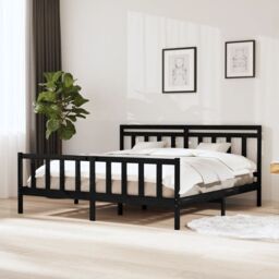 Berkfield Home Bed Frame Black Solid Wood 200x200 cm - thumbnail 1