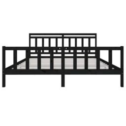 Berkfield Home Bed Frame Black Solid Wood 200x200 cm - thumbnail 4
