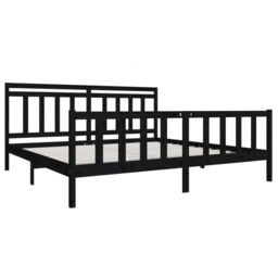 Berkfield Home Bed Frame Black Solid Wood 200x200 cm - thumbnail 3