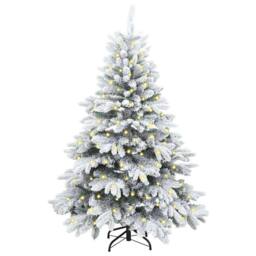 Berkfield Home Beautiful Artificial Christmas Tree with 150 LEDs Green 150 cm PE in White - thumbnail 1