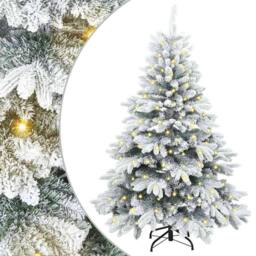 Berkfield Home Beautiful Artificial Christmas Tree with 150 LEDs Green 150 cm PE in White - thumbnail 3