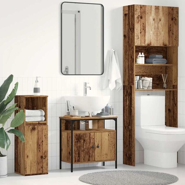 Berkfield Home Bathroom Sink Cabinet Old Wood 60x30x60 cm Engineered Wood in Brown - Size: 60 x 30 x 60 cm - image 1