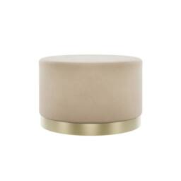 Wyld Haus Kalua Large Beige Velvet Stool Brushed Gold Base - thumbnail 2
