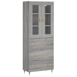 Berkfield Home Highboard Grey Sonoma 69.5x34x180 cm Engineered Wood - thumbnail 3