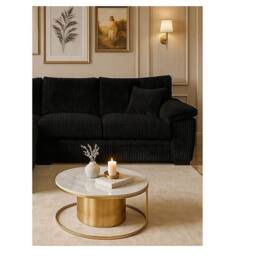 Furniture 786 Amalfi Jumbo Cord Left Hand Facing Corner Sofa in Black - thumbnail 2