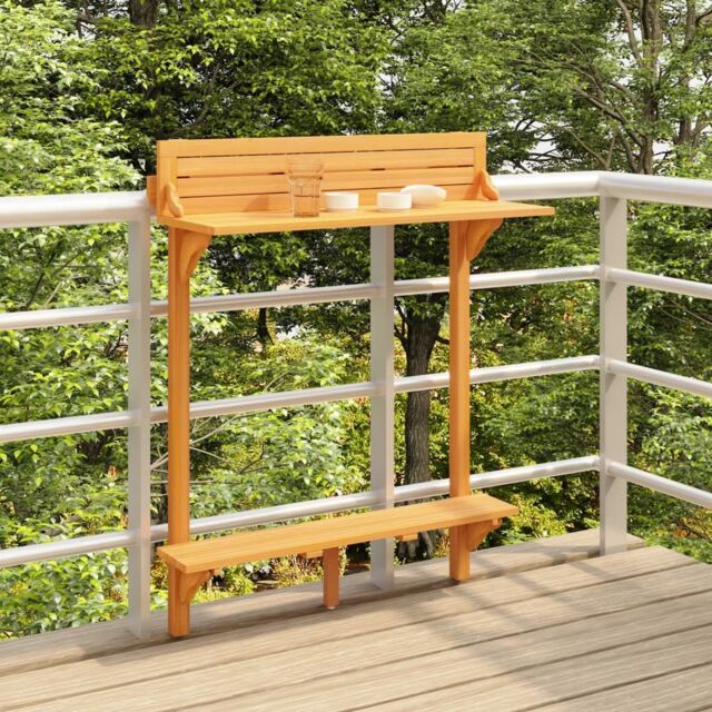 Berkfield Home Balcony Bar Table 90x37x122.5 cm Solid Acacia Wood in Brown - image 1
