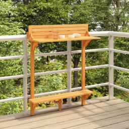 Berkfield Home Balcony Bar Table 90x37x122.5 cm Solid Acacia Wood in Brown - thumbnail 1