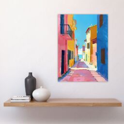 "Artery8 Mediterranean Street Spain Painting Seaside Wall Art Print - Size: W18"" x H24""" - thumbnail 4