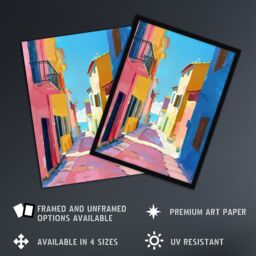 "Artery8 Mediterranean Street Spain Painting Seaside Wall Art Print - Size: W18"" x H24""" - thumbnail 2