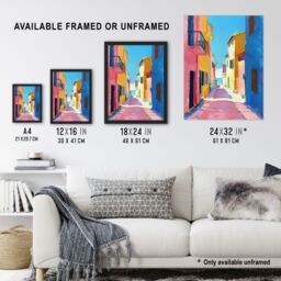 "Artery8 Mediterranean Street Spain Painting Seaside Wall Art Print - Size: W18"" x H24""" - thumbnail 3