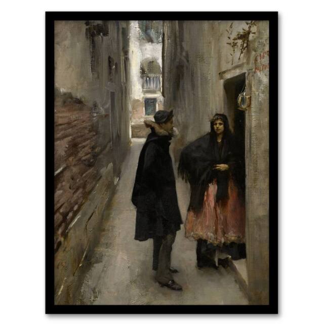 Artery8 Narrow Street in Venice John Singer Sargent Framed Wall Art Print in Grey - Size: A4 - image 1