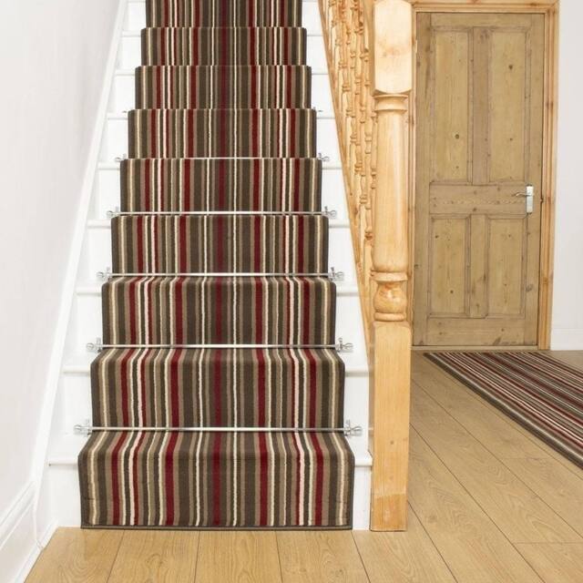 runrug Stair Runner Carpet for Staircases - Soft & Comfy, 9mm - 'Strike' in Red - Size: 60 cm x 660 cm - image 1