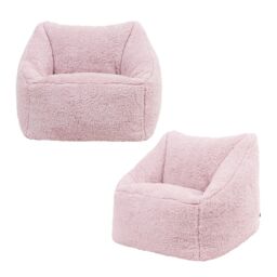 icon Kids Teddy Bean Bag Armchair Kids Bean Bags Set of 2 in Pink - thumbnail 1
