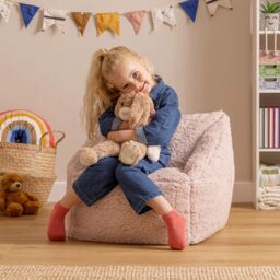 icon Kids Teddy Bean Bag Armchair Kids Bean Bags Set of 2 in Pink - thumbnail 2